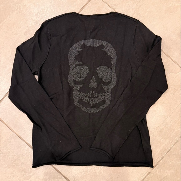 Zadig & Voltaire Women’s Black Skull on Back V-Neck Sweater